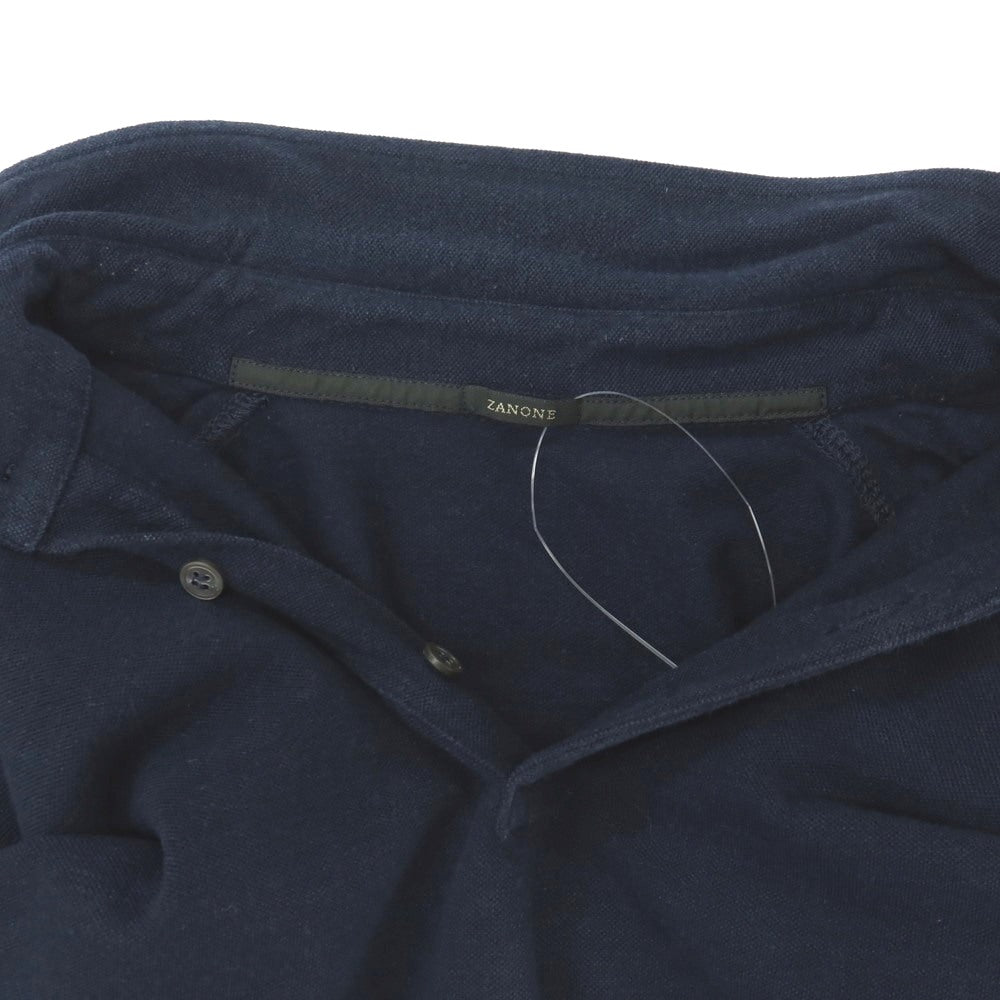 【中古】ザノーネ ZANONE コットンウール 長袖ポロシャツ ネイビー【サイズ48】【 状態ランクC 】【 メンズ 】