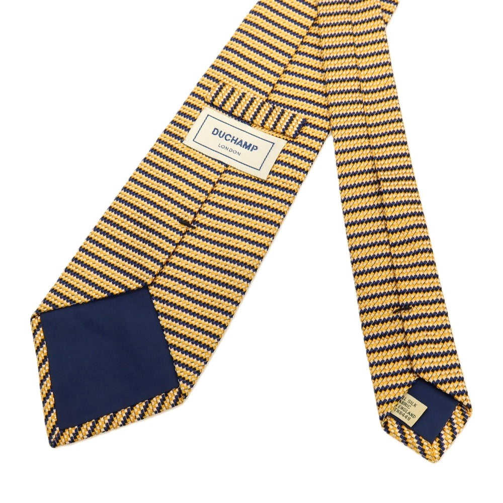 【中古】ドゥシャン DUCHAMP シルク ボーダー柄ネクタイ イエローxネイビー【 状態ランクB 】【 メンズ 】
