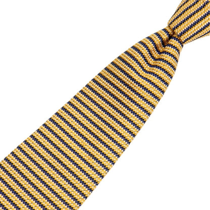 【中古】ドゥシャン DUCHAMP シルク ボーダー柄ネクタイ イエローxネイビー【 状態ランクB 】【 メンズ 】