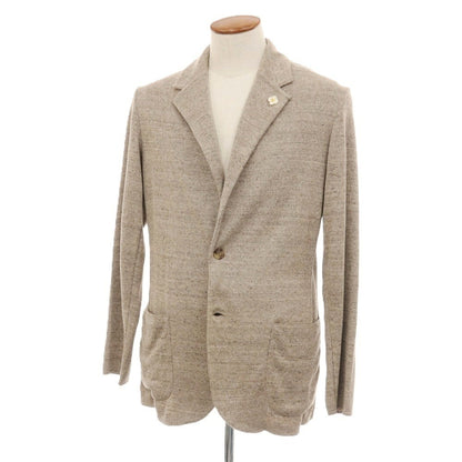 【中古】ラルディーニ LARDINI リネンコットン 2B ニットジャケット ベージュ【サイズM】【 状態ランクB 】【 メンズ 】