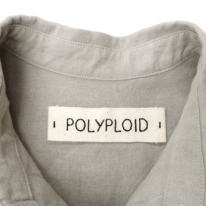 【中古】ポリプロイド POLYPLOID リネン ショートカラー カジュアルシャツ ライトグレー【サイズ2】【 状態ランクB 】【 メンズ 】