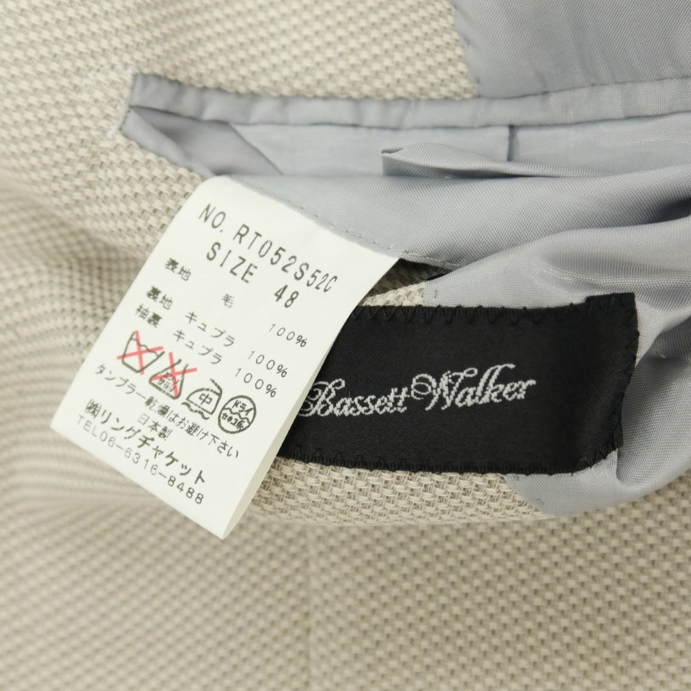 【中古】バセットウォーカー BASSETT WALKER ウール ダブル4B テーラードジャケット ライトグレー【サイズ48】【 状態ランクC 】【 メンズ 】