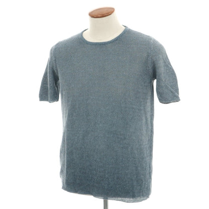 【中古】ロベルトコリーナ ROBERTO COLLINA リネン クルーネック 半袖 プルオーバーニット ターコイズ系【サイズ48】【 状態ランクB 】【 メンズ 】