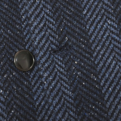 【中古】ラルディーニ LARDINI ウールナイロンシルクヘリンボーン ストライプ 2B ニットジャケット ネイビーxブルー【サイズM】【 状態ランクB 】【 メンズ 】