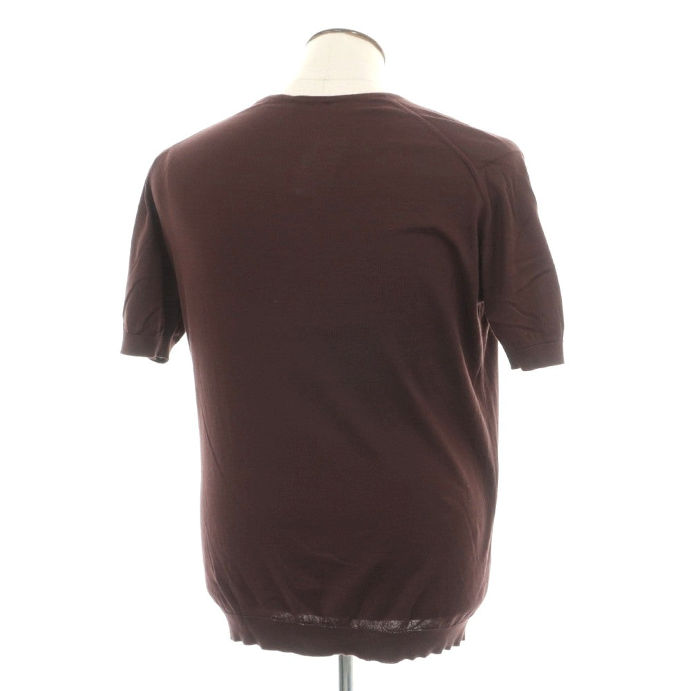 【中古】ジョンスメドレー JOHN SMEDLEY シーアイランドコットン クルーネック ハイゲージ 半袖 プルオーバーニット ブラウン【サイズL】【 状態ランクC 】【 メンズ 】