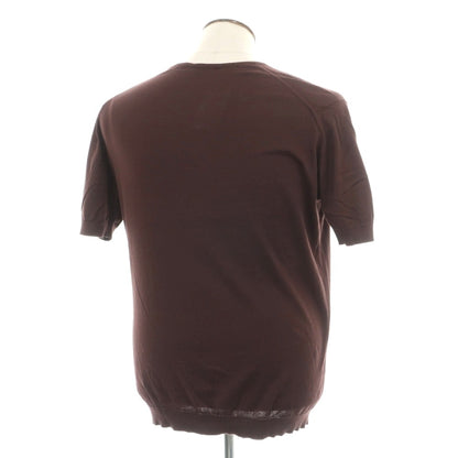 【中古】ジョンスメドレー JOHN SMEDLEY シーアイランドコットン クルーネック ハイゲージ 半袖 プルオーバーニット ブラウン【サイズL】【 状態ランクC 】【 メンズ 】