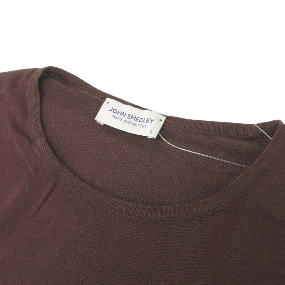 【中古】ジョンスメドレー JOHN SMEDLEY シーアイランドコットン クルーネック ハイゲージ 半袖 プルオーバーニット ブラウン【サイズL】【 状態ランクC 】【 メンズ 】