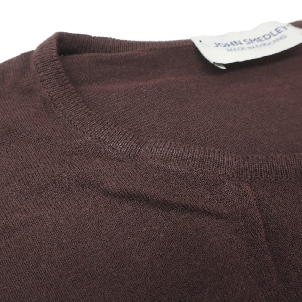 【中古】ジョンスメドレー JOHN SMEDLEY シーアイランドコットン クルーネック ハイゲージ 半袖 プルオーバーニット ブラウン【サイズL】【 状態ランクC 】【 メンズ 】