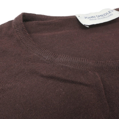 【中古】ジョンスメドレー JOHN SMEDLEY シーアイランドコットン クルーネック ハイゲージ 半袖 プルオーバーニット ブラウン【サイズL】【 状態ランクC 】【 メンズ 】
