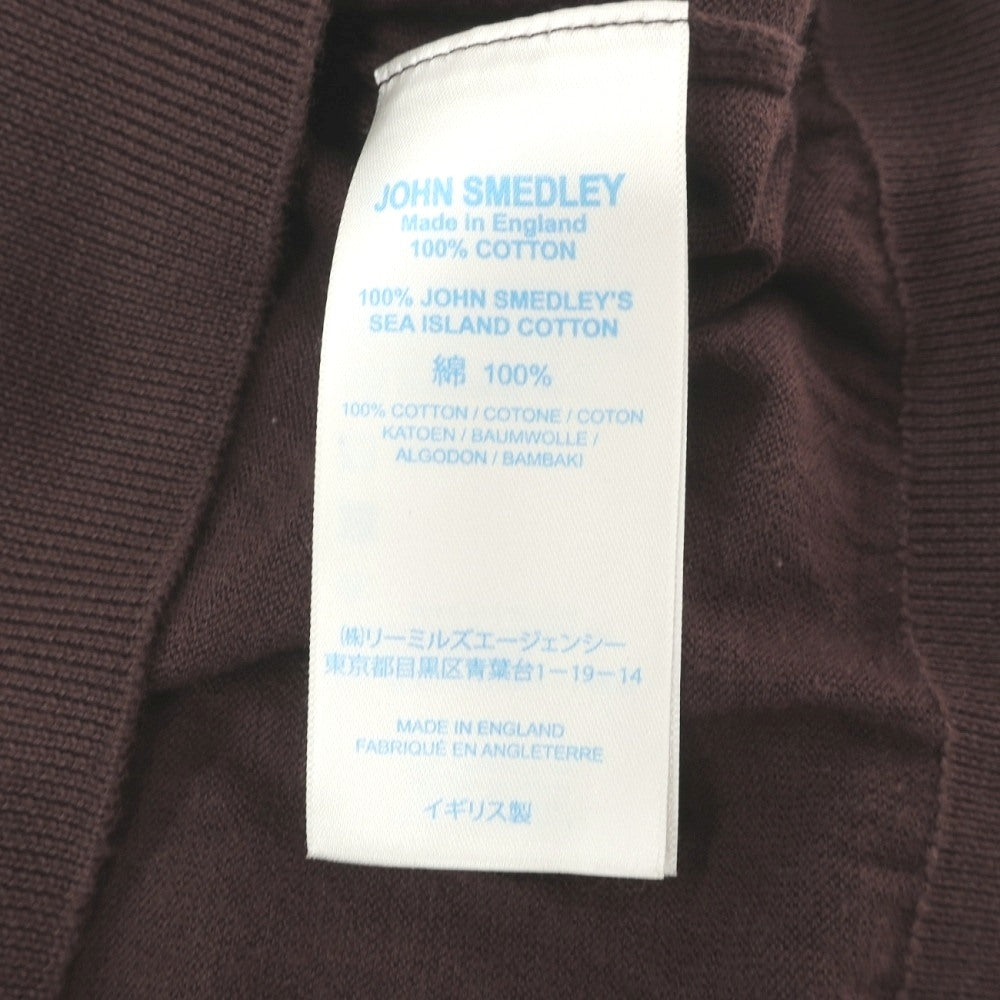【中古】ジョンスメドレー JOHN SMEDLEY シーアイランドコットン クルーネック ハイゲージ 半袖 プルオーバーニット ブラウン【サイズL】【 状態ランクC 】【 メンズ 】