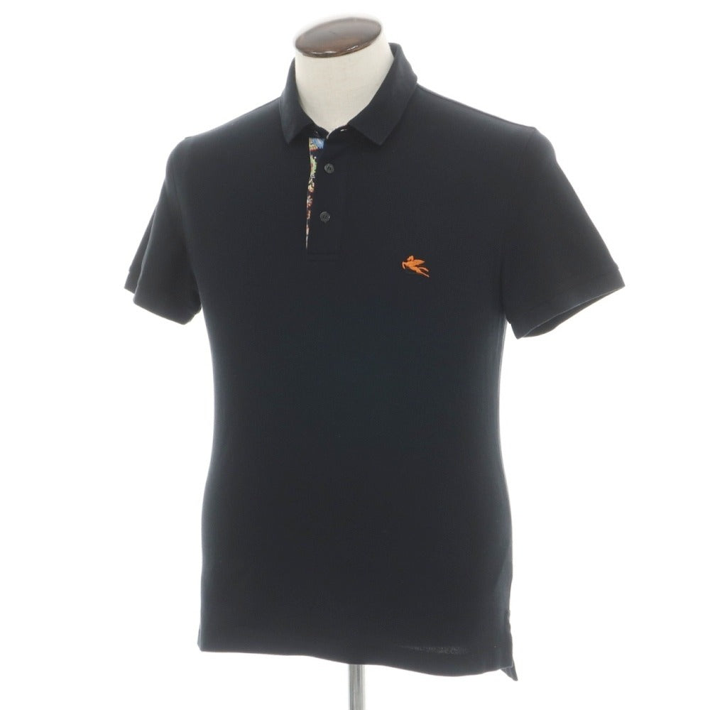 【中古】エトロ ETRO 鹿の子コットン 半袖ポロシャツ ブラック【サイズL】【 状態ランクB 】【 メンズ 】