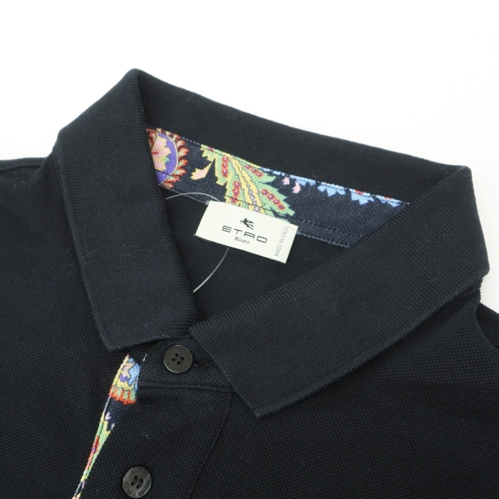 【中古】エトロ ETRO 鹿の子コットン 半袖ポロシャツ ブラック【サイズL】【 状態ランクB 】【 メンズ 】