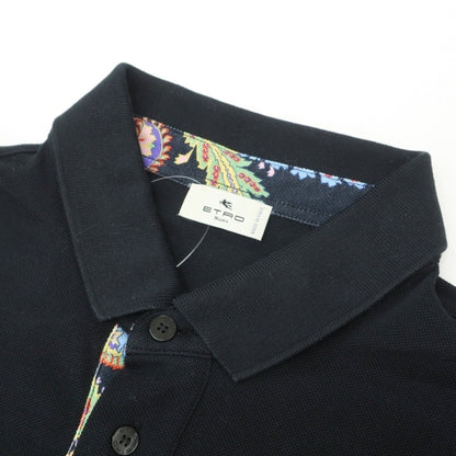【中古】エトロ ETRO 鹿の子コットン 半袖ポロシャツ ブラック【サイズL】【 状態ランクB 】【 メンズ 】