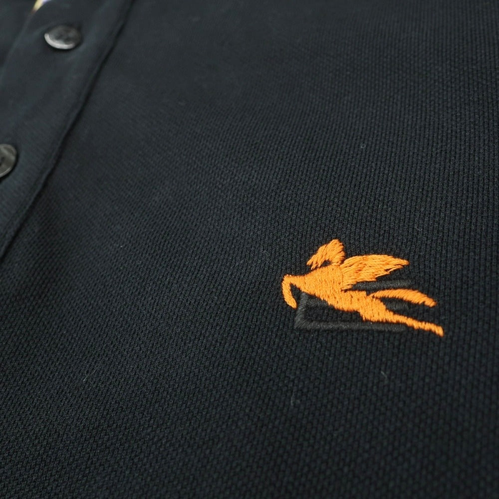 【中古】エトロ ETRO 鹿の子コットン 半袖ポロシャツ ブラック【サイズL】【 状態ランクB 】【 メンズ 】