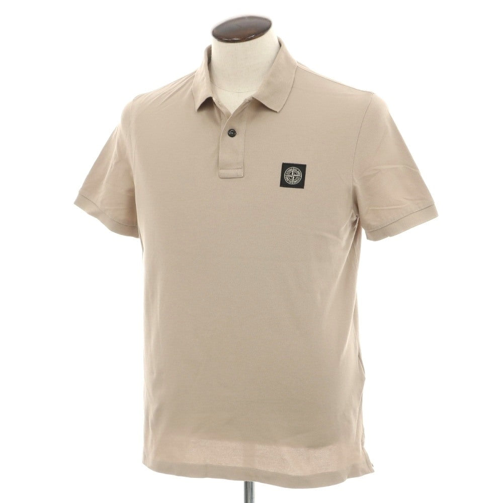 【中古】ストーンアイランド STONE ISLAND 鹿の子コットン 半袖ポロシャツ ベージュ【サイズL】【 状態ランクB 】【 メンズ 】