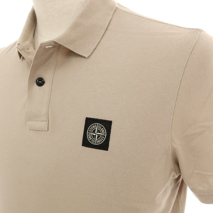 【中古】ストーンアイランド STONE ISLAND 鹿の子コットン 半袖ポロシャツ ベージュ【サイズL】【 状態ランクB 】【 メンズ 】
