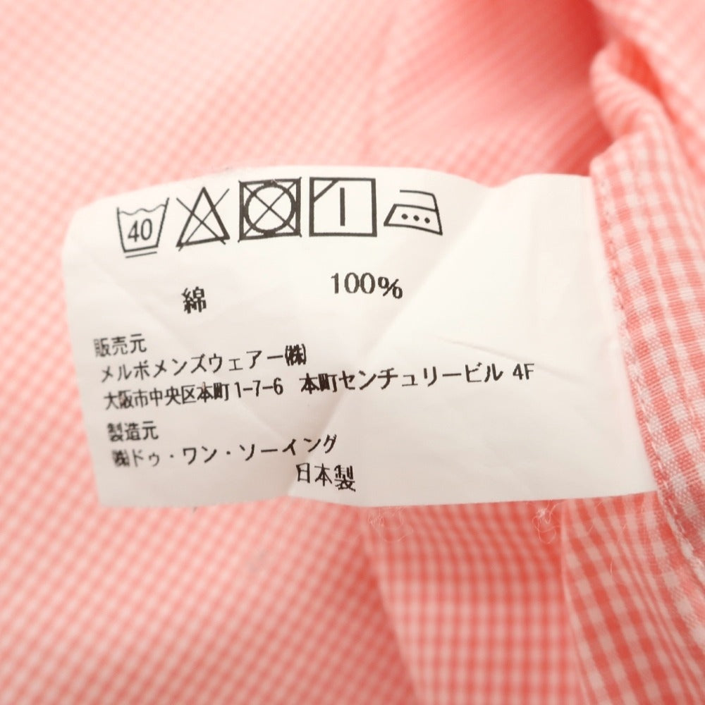 【中古】アザブテーラー azabu tailor コットン ギンガムチェック ボタンダウンカラー カジュアルシャツ ピンクxホワイト【サイズ表記なし（M位）】【 状態ランクB 】【 メンズ 】