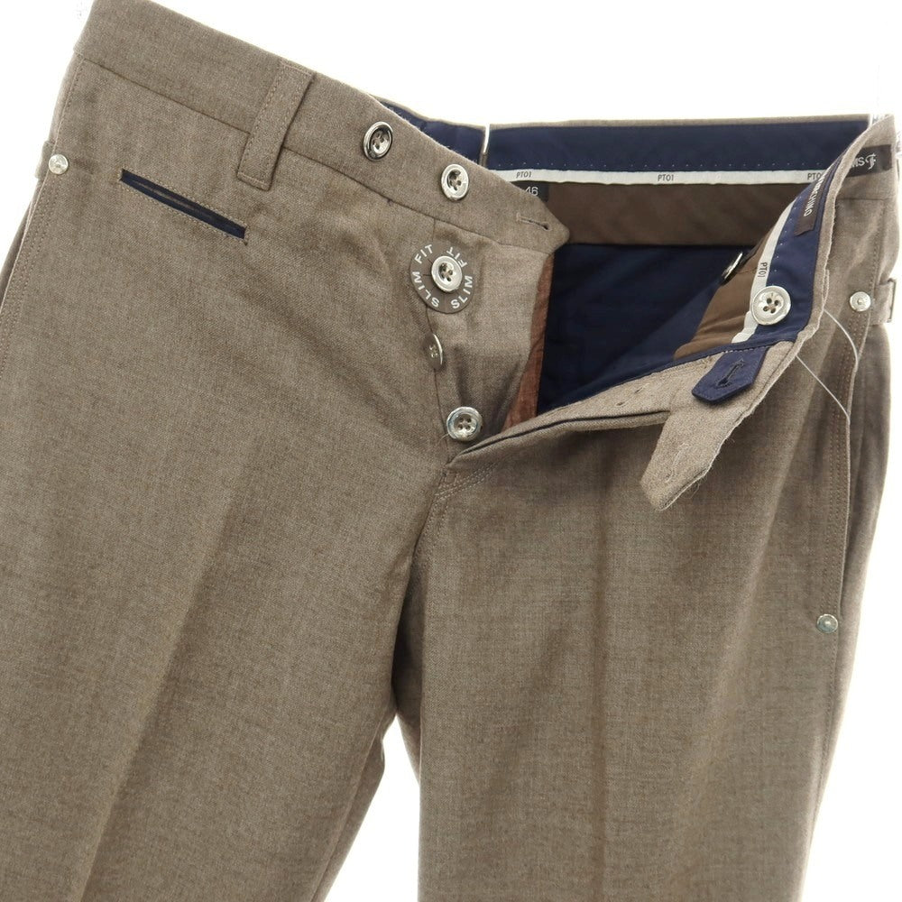【中古】ピーティーゼロウーノ PT01 BEAMS F別注 SILVER CHINO SUPER100’S ウール ドレススラックスパンツ グレーブラウン系【サイズ46】【 状態ランクA 】【 メンズ 】