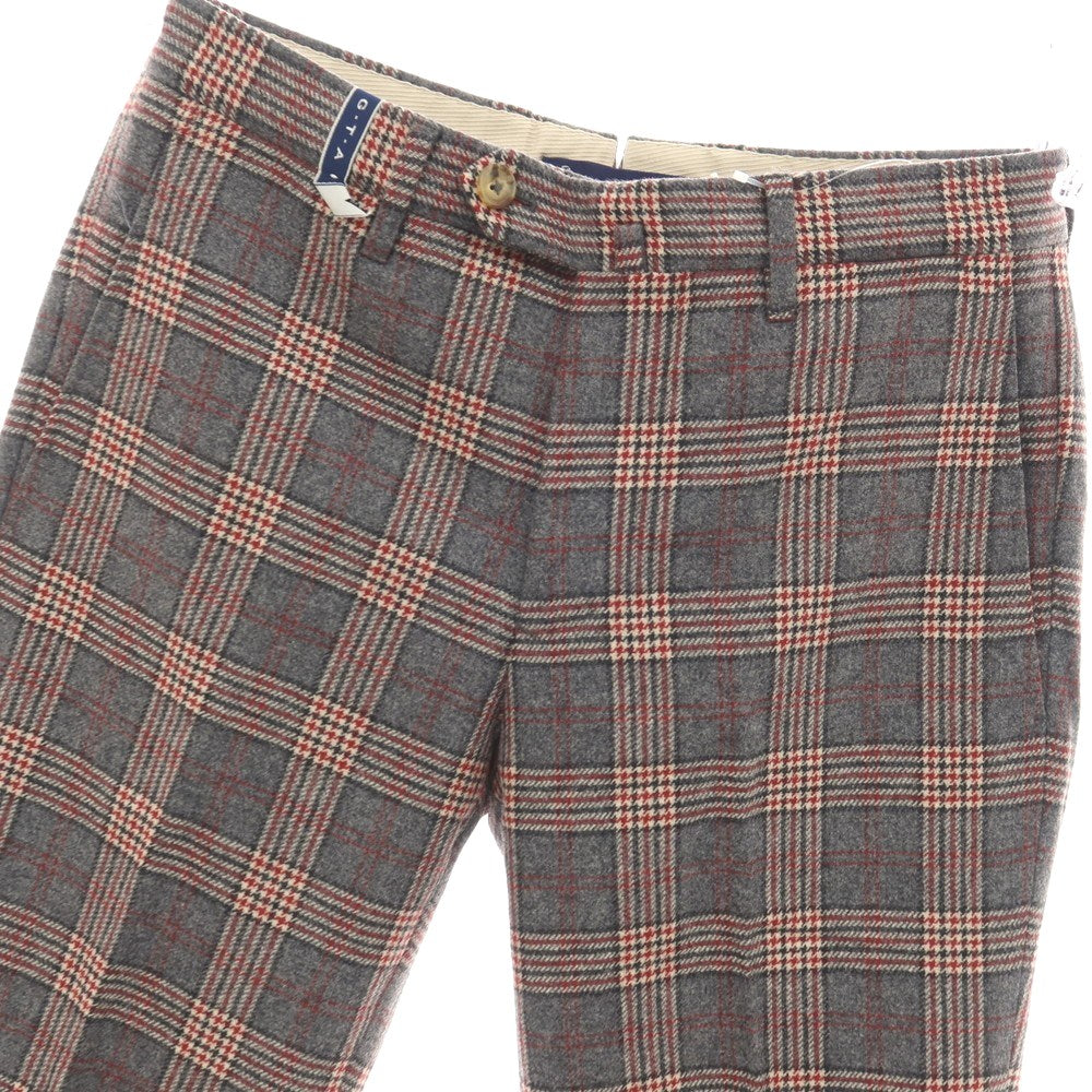 【中古】ジーティーアー G.T.A BEAMS F別注 ウール チェック カジュアルスラックスパンツ グレーxレッド【サイズ44】【 状態ランクB 】【 メンズ 】