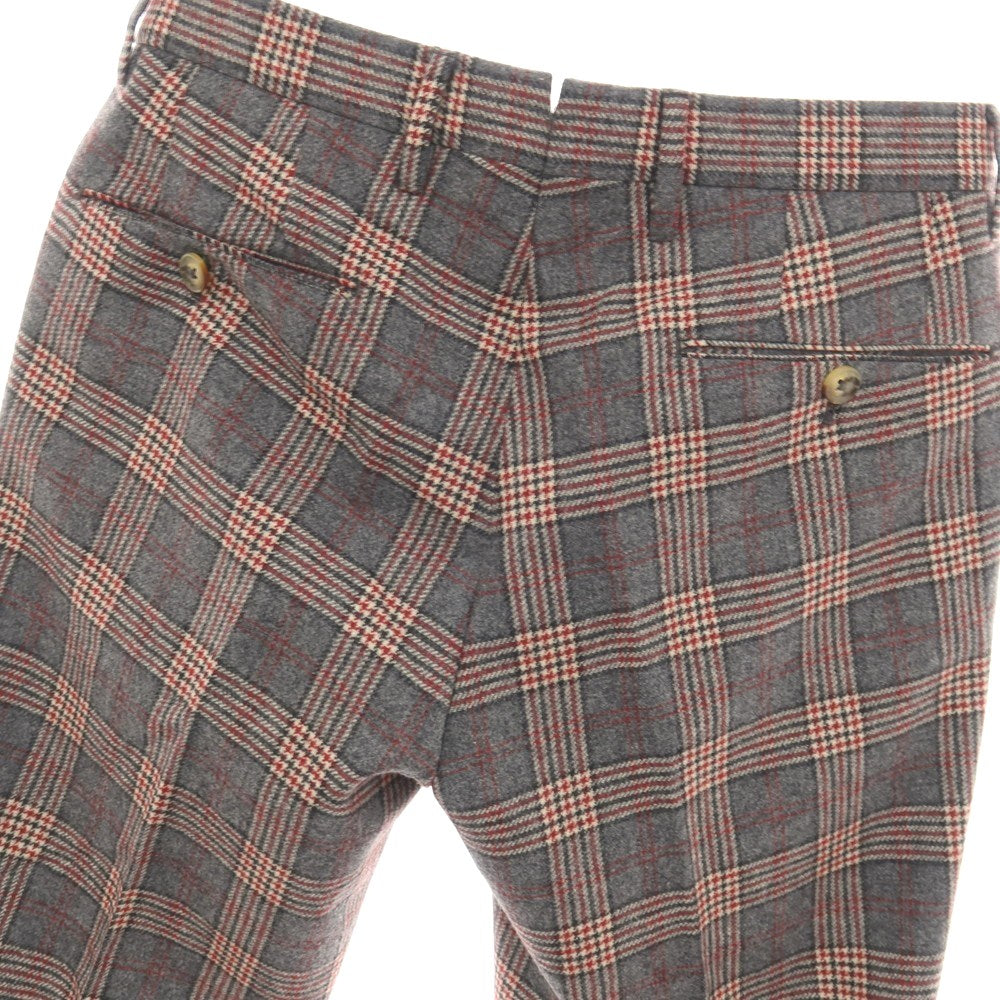 【中古】ジーティーアー G.T.A BEAMS F別注 ウール チェック カジュアルスラックスパンツ グレーxレッド【サイズ44】【 状態ランクB 】【 メンズ 】