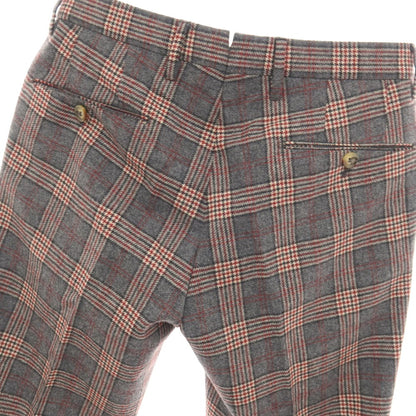【中古】ジーティーアー G.T.A BEAMS F別注 ウール チェック カジュアルスラックスパンツ グレーxレッド【サイズ44】【 状態ランクB 】【 メンズ 】