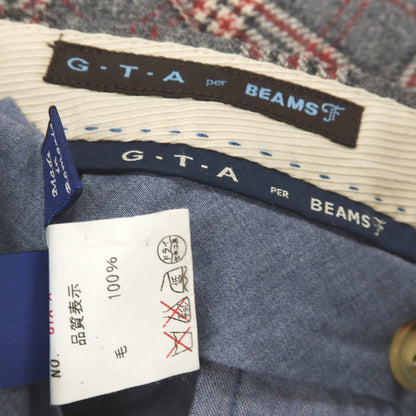 【中古】ジーティーアー G.T.A BEAMS F別注 ウール チェック カジュアルスラックスパンツ グレーxレッド【サイズ44】【 状態ランクB 】【 メンズ 】