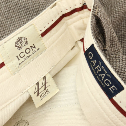 【中古】アイコン ICON ウールナイロン ハウンドトゥース カジュアルスラックスパンツ ダークブラウンxグレージュ【サイズ44】【 状態ランクB 】【 メンズ 】