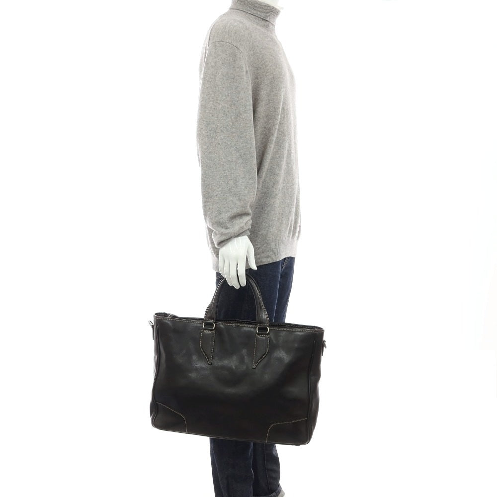 【中古】ステファノマーノ STEFANOMANO レザー ブリーフケース ブラック【 状態ランクD 】【 メンズ 】