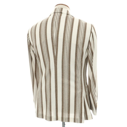 【中古】リングヂャケット RING JACKET MEISTER コットン ストライプ 3B テーラードジャケット ホワイトxブラウン【サイズ46】【 状態ランクB 】【 メンズ 】