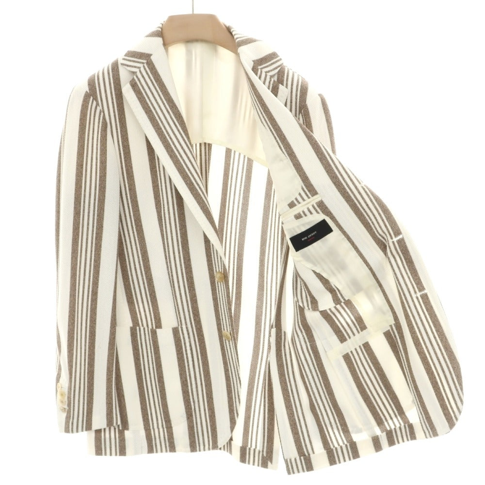 【中古】リングヂャケット RING JACKET MEISTER コットン ストライプ 3B テーラードジャケット ホワイトxブラウン【サイズ46】【 状態ランクB 】【 メンズ 】