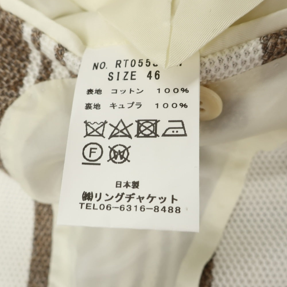 【中古】リングヂャケット RING JACKET MEISTER コットン ストライプ 3B テーラードジャケット ホワイトxブラウン【サイズ46】【 状態ランクB 】【 メンズ 】
