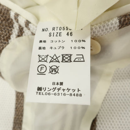 【中古】リングヂャケット RING JACKET MEISTER コットン ストライプ 3B テーラードジャケット ホワイトxブラウン【サイズ46】【 状態ランクB 】【 メンズ 】