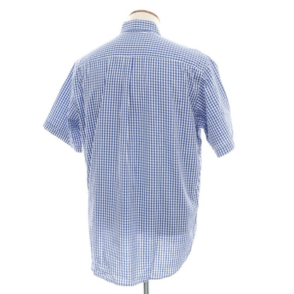 【中古】フィルアフィル fil a fil コットン ギンガムチェック ボタンダウンカラー 半袖シャツ ブルーxホワイト【サイズ3】【 状態ランクC 】【 メンズ 】