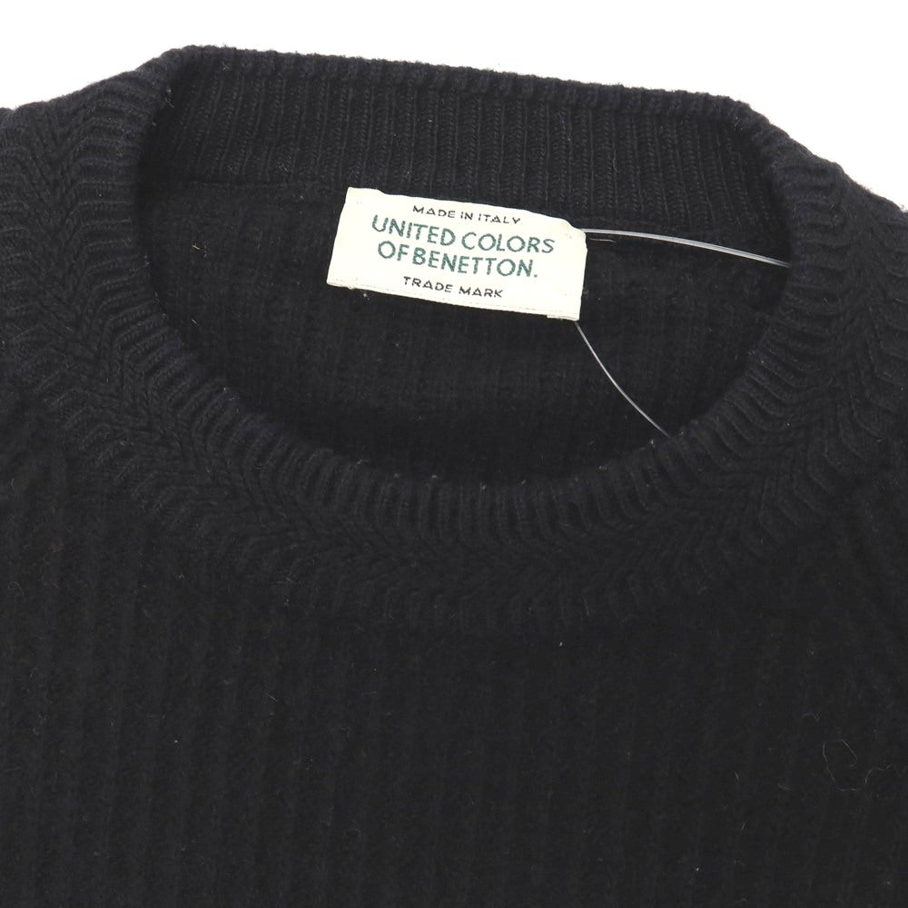 【中古】ユナイテッドカラーズオブベネトン UNITED COLORS OF BENETTON ウールアンゴラナイロン クルーネック プルオーバーニット ブラック【サイズ50】【 状態ランクC 】【 メンズ 】