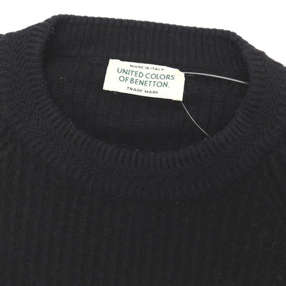 【中古】ユナイテッドカラーズオブベネトン UNITED COLORS OF BENETTON ウールアンゴラナイロン クルーネック プルオーバーニット ブラック【サイズ50】【 状態ランクC 】【 メンズ 】