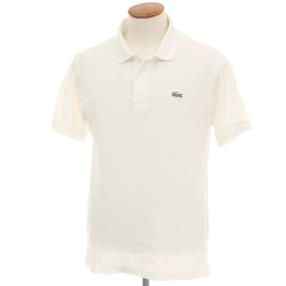 【中古】ラコステ LACOSTE 90’s初期 コットン 鹿の子 半袖ポロシャツ ホワイト【サイズ4】【 状態ランクC 】【 メンズ 】