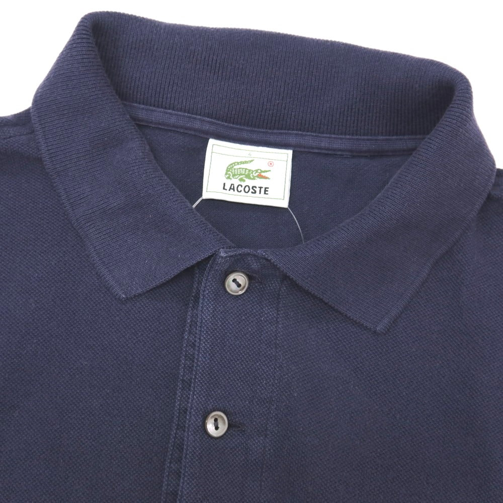 【中古】ラコステ LACOSTE 90’s初期 コットン 鹿の子 半袖ポロシャツ ネイビー【サイズ4】【 状態ランクC 】【 メンズ 】