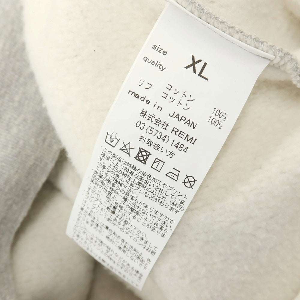 【中古】レミレリーフ REMI RELIEF コットン 裏起毛 クルーネック スウェット グレー【サイズXL】【 状態ランクB 】【 メンズ 】