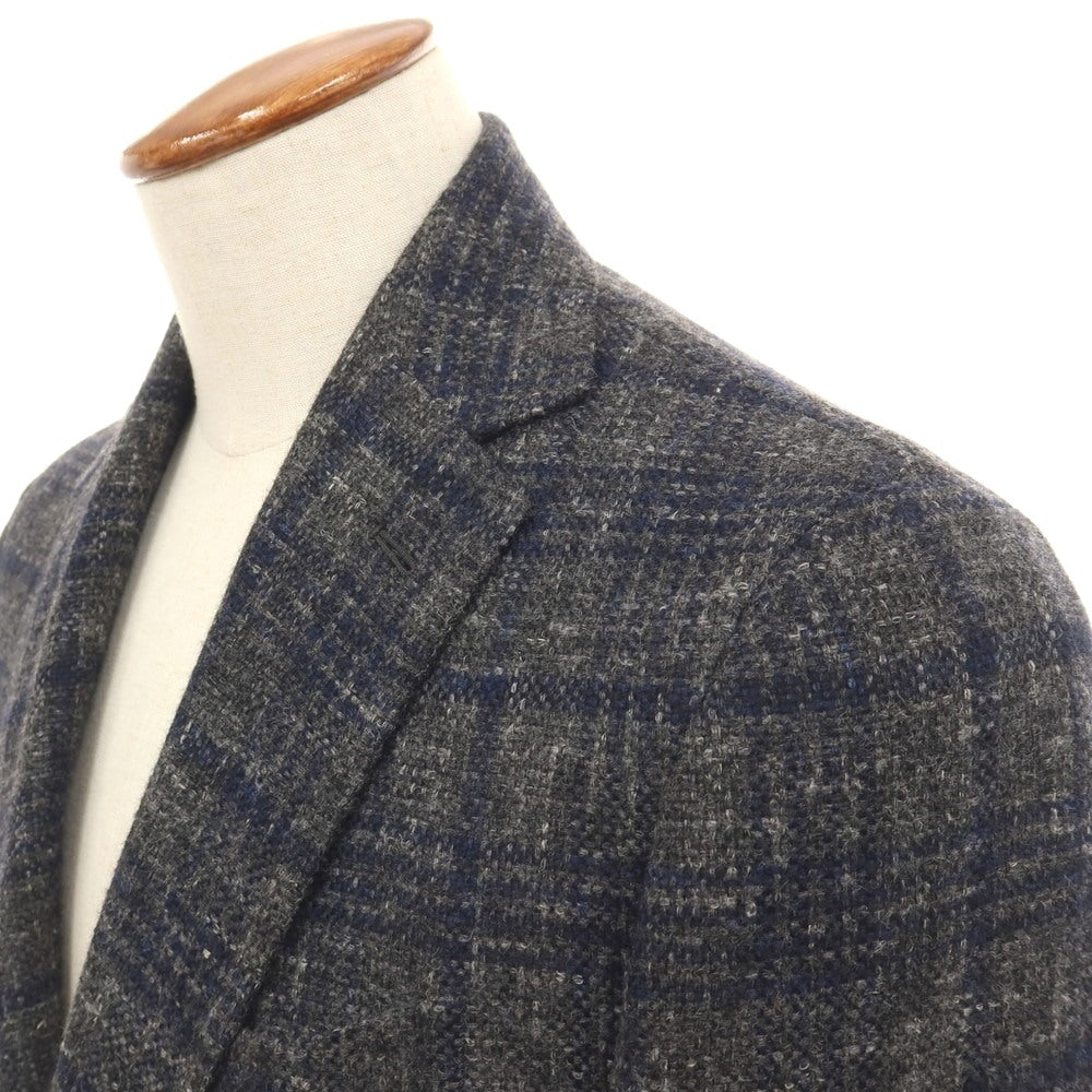 【中古】スティレ ラティーノ STILE LATINO ラビットコットンナイロンリネン チェック 3B テーラードジャケット グレーxネイビー【サイズ48】【 状態ランクB 】【 メンズ 】