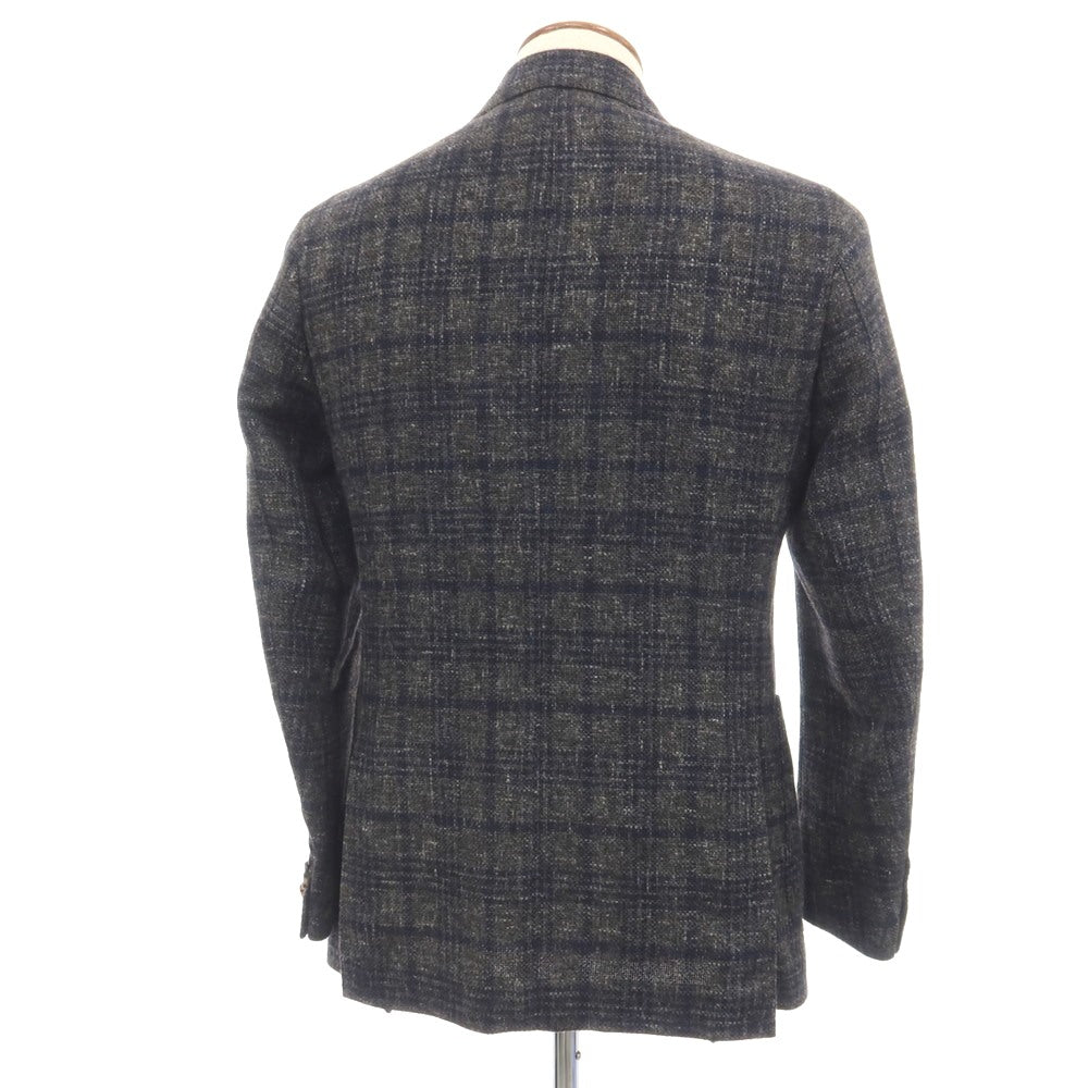 【中古】スティレ ラティーノ STILE LATINO ラビットコットンナイロンリネン チェック 3B テーラードジャケット グレーxネイビー【サイズ48】【 状態ランクB 】【 メンズ 】