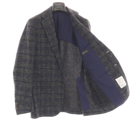 【中古】スティレ ラティーノ STILE LATINO ラビットコットンナイロンリネン チェック 3B テーラードジャケット グレーxネイビー【サイズ48】【 状態ランクB 】【 メンズ 】