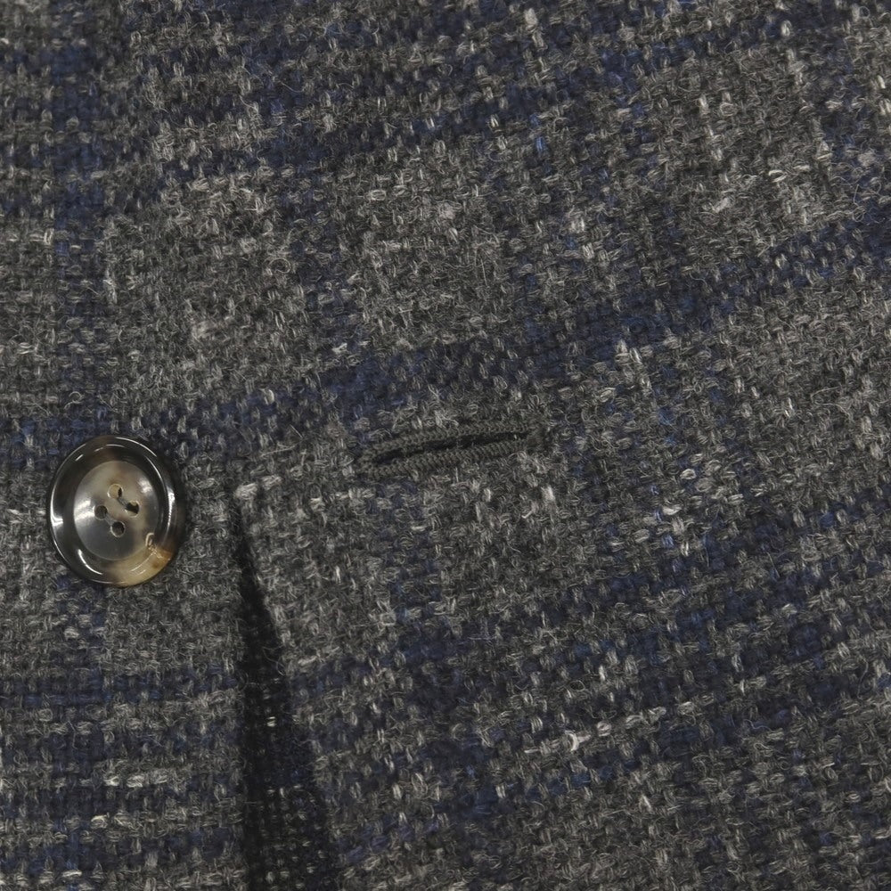 【中古】スティレ ラティーノ STILE LATINO ラビットコットンナイロンリネン チェック 3B テーラードジャケット グレーxネイビー【サイズ48】【 状態ランクB 】【 メンズ 】