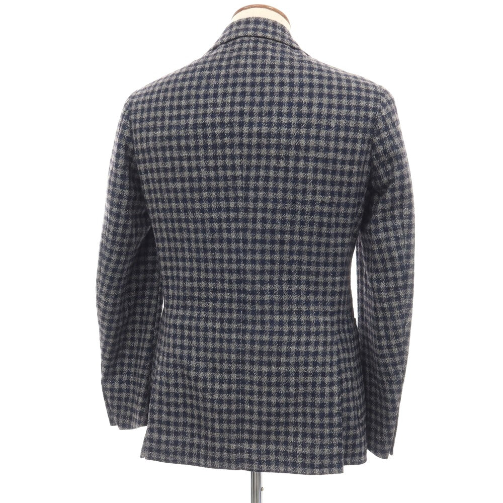 【中古】スティレ ラティーノ STILE LATINO ウールシルクナイロンリネン チェック 3B テーラードジャケット ネイビーxライトグレー【サイズ46】【 状態ランクB 】【 メンズ 】