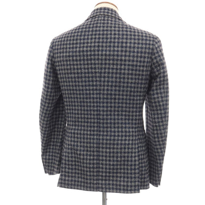 【中古】スティレ ラティーノ STILE LATINO ウールシルクナイロンリネン チェック 3B テーラードジャケット ネイビーxライトグレー【サイズ46】【 状態ランクB 】【 メンズ 】