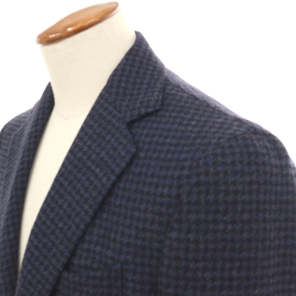 【中古】デペトリロ DE PETRILLO ウールカシミヤ ハウンドトゥース 3B テーラードジャケット ネイビーxブラック【サイズ46】【 状態ランクB 】【 メンズ 】