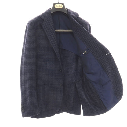 【中古】デペトリロ DE PETRILLO ウールカシミヤ ハウンドトゥース 3B テーラードジャケット ネイビーxブラック【サイズ46】【 状態ランクB 】【 メンズ 】