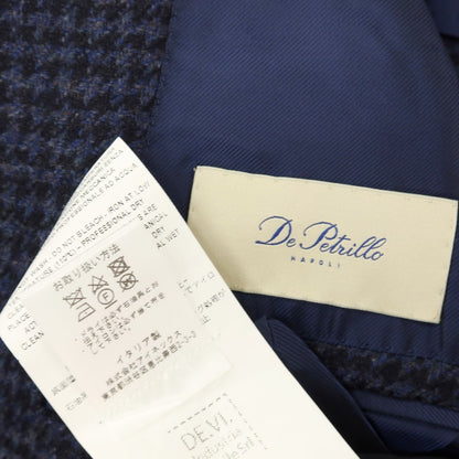 【中古】デペトリロ DE PETRILLO ウールカシミヤ ハウンドトゥース 3B テーラードジャケット ネイビーxブラック【サイズ46】【 状態ランクB 】【 メンズ 】