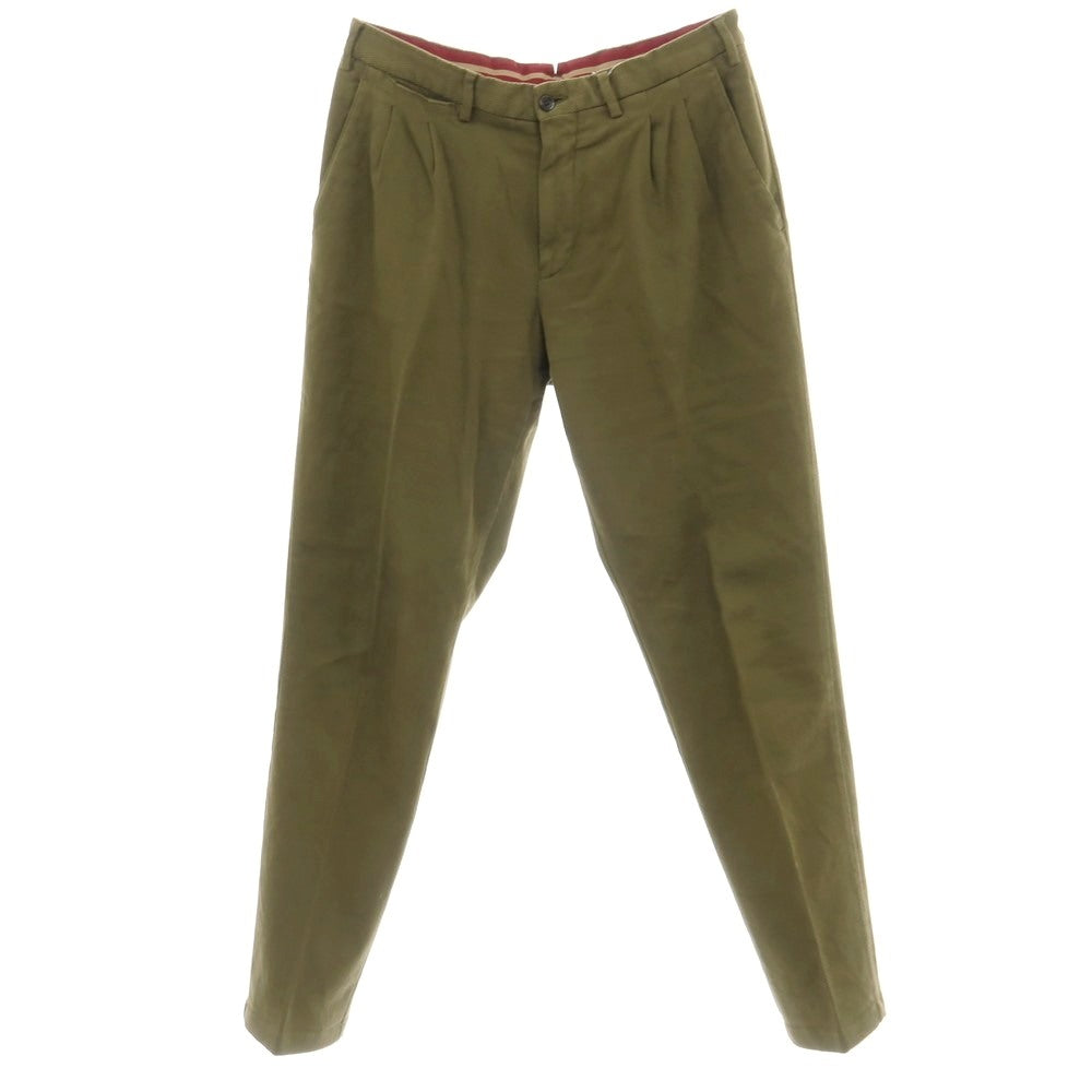 【中古】ジェルマーノ GERMANO ストレッチ コットン カルゼ カジュアルスラックスパンツ オリーブ【サイズ46】【 状態ランクC 】【 メンズ 】
