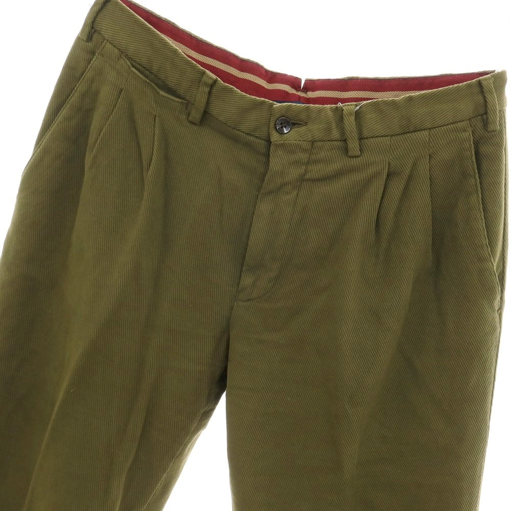 【中古】ジェルマーノ GERMANO ストレッチ コットン カルゼ カジュアルスラックスパンツ オリーブ【サイズ46】【 状態ランクC 】【 メンズ 】