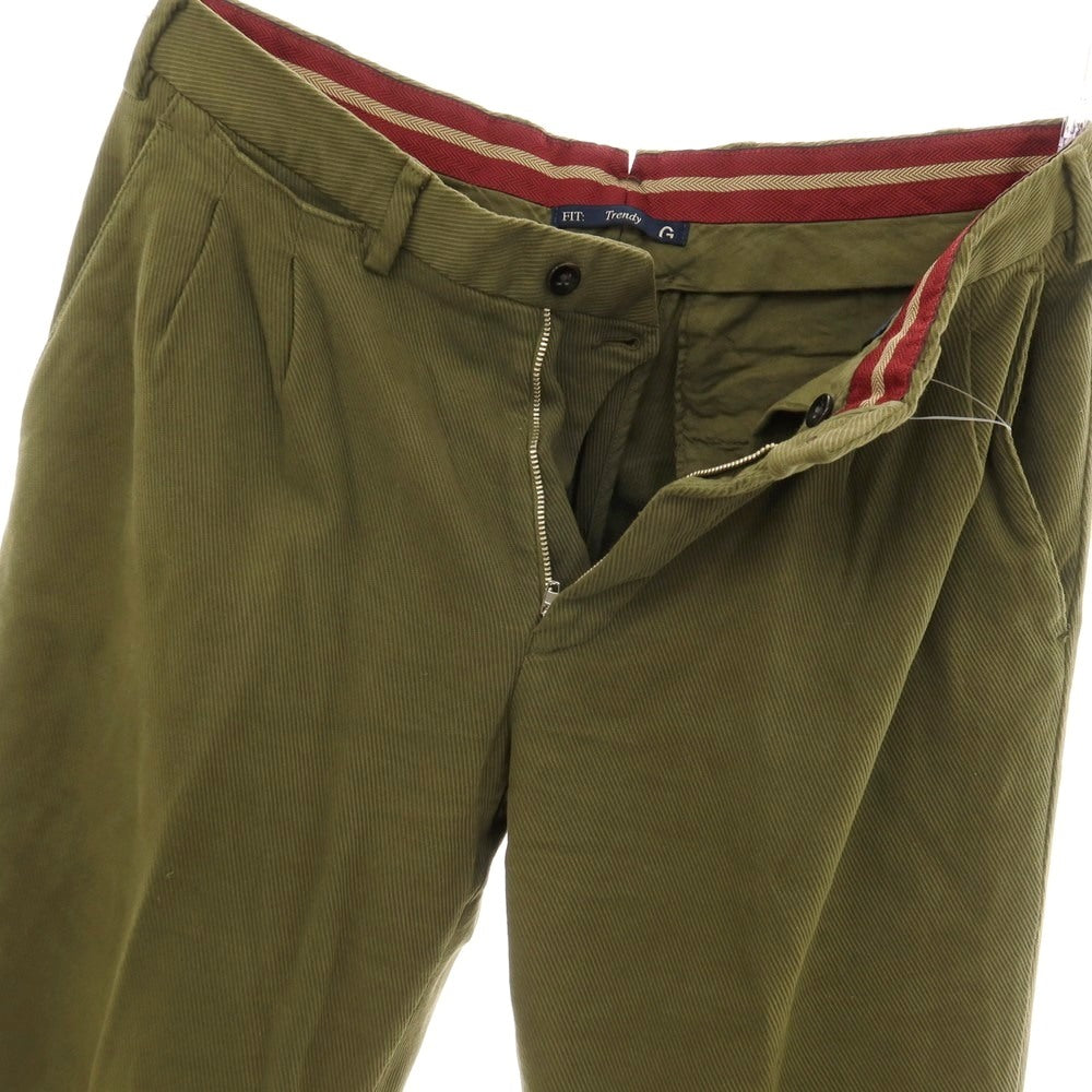 【中古】ジェルマーノ GERMANO ストレッチ コットン カルゼ カジュアルスラックスパンツ オリーブ【サイズ46】【 状態ランクC 】【 メンズ 】
